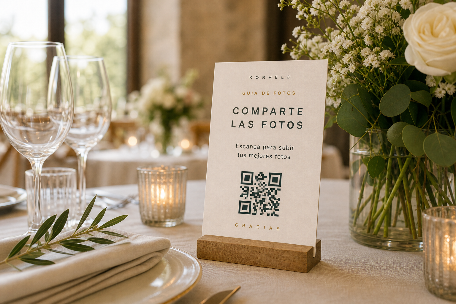 Mesa de boda con velas y lugares preparados